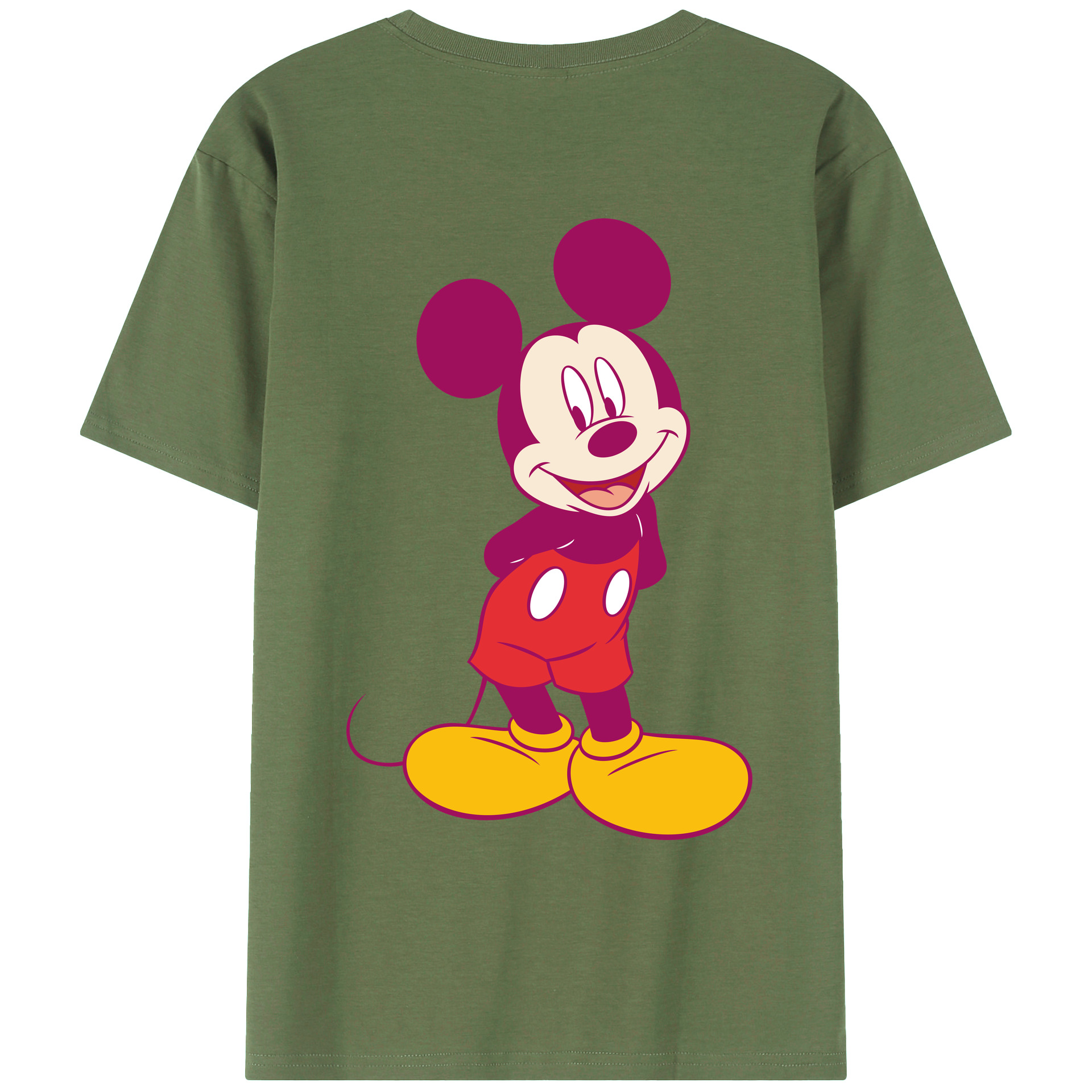 ミッキーマウス Mickey Mouse 綿100％ メンズ半袖Tシャツ（バックプリント） 通気性